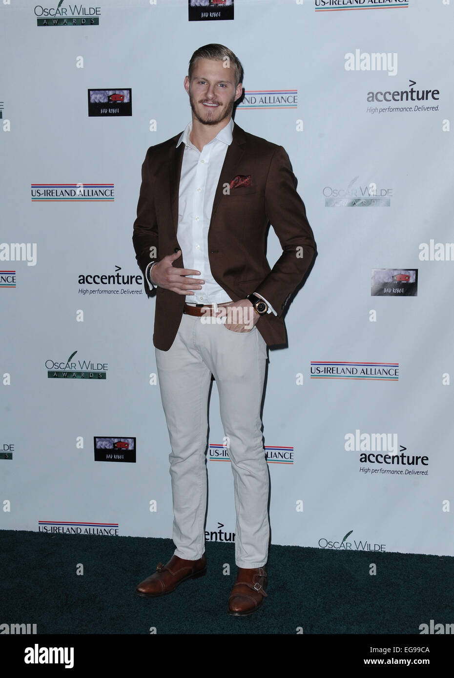 Los Angeles, Kalifornien, USA. 19. Februar 2015. Alexander Ludwig an die U.S.-Irland Aliance Oscar Wilde Awards statt im Bad Robot in Santa Monica, Kalifornien am 19. Februar 2015. 2015-Credit: D. Long/Globe Fotos/ZUMA Draht/Alamy Live-Nachrichten Stockfoto