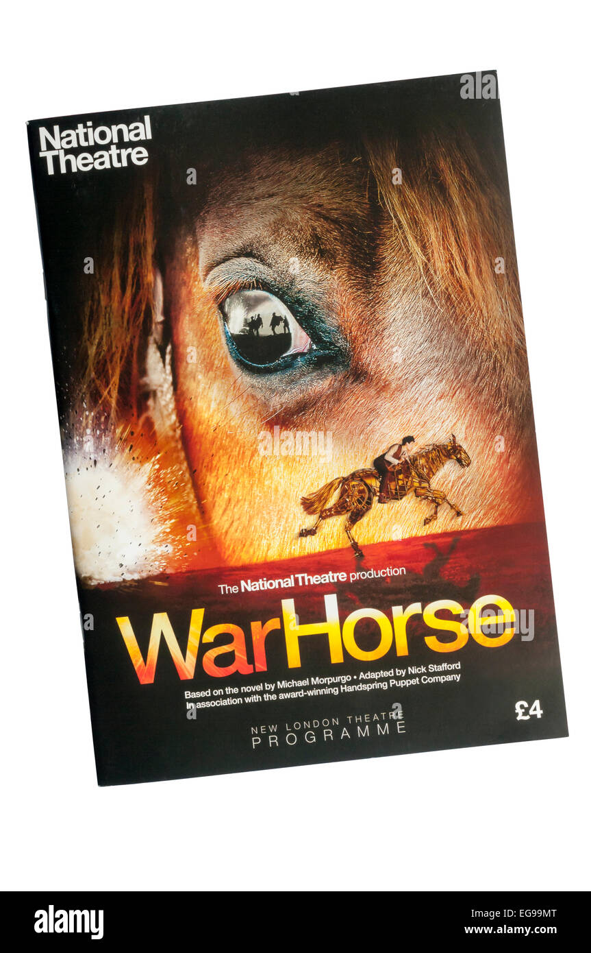 Ein Theaterprogramm für die 2009 Westend Übertragung der National Theatre Produktion War Horse im New London Theatre. Stockfoto