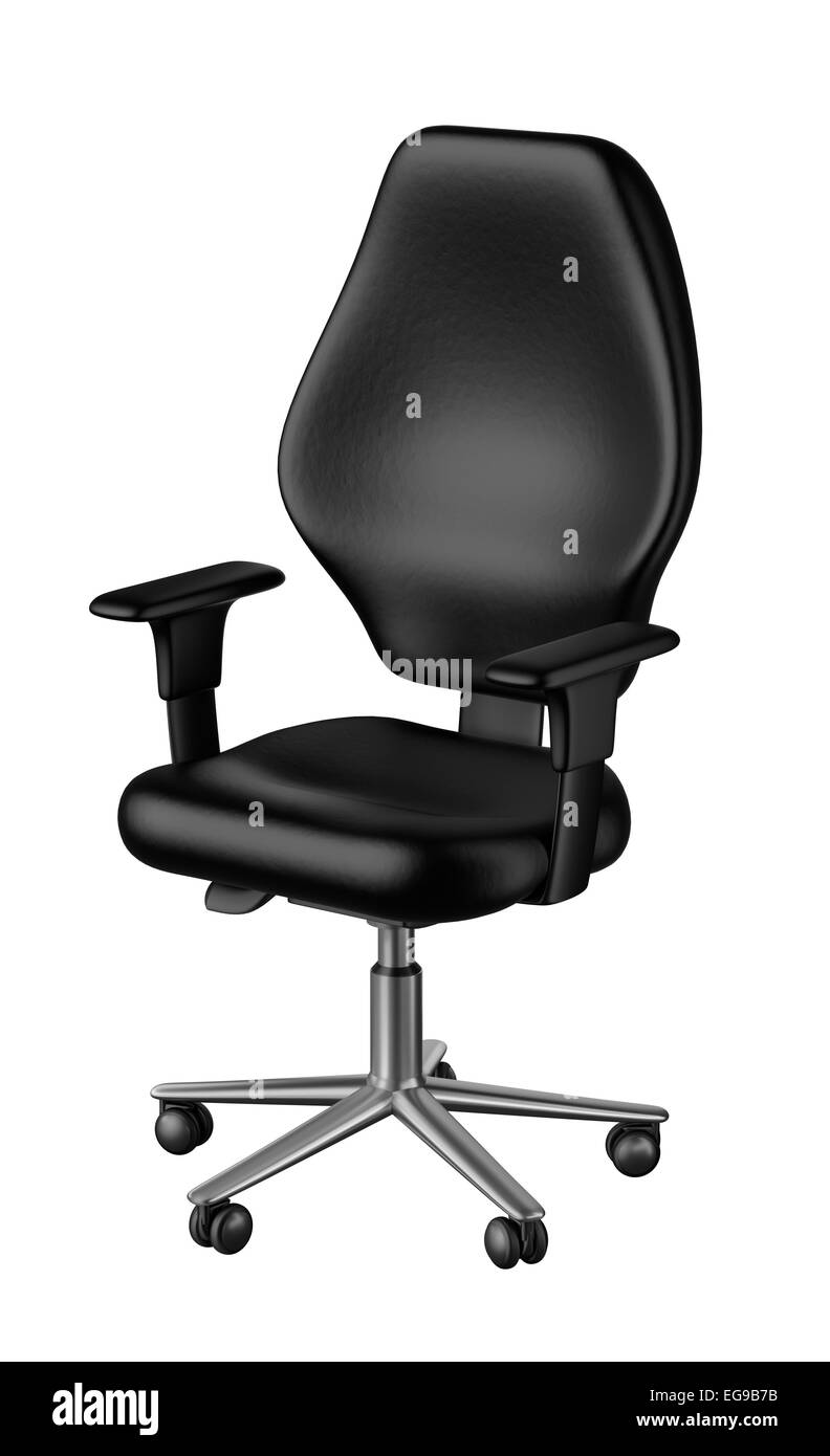 Schwarzer Büro Stuhl isoliert weißen Hintergrund Stockfoto