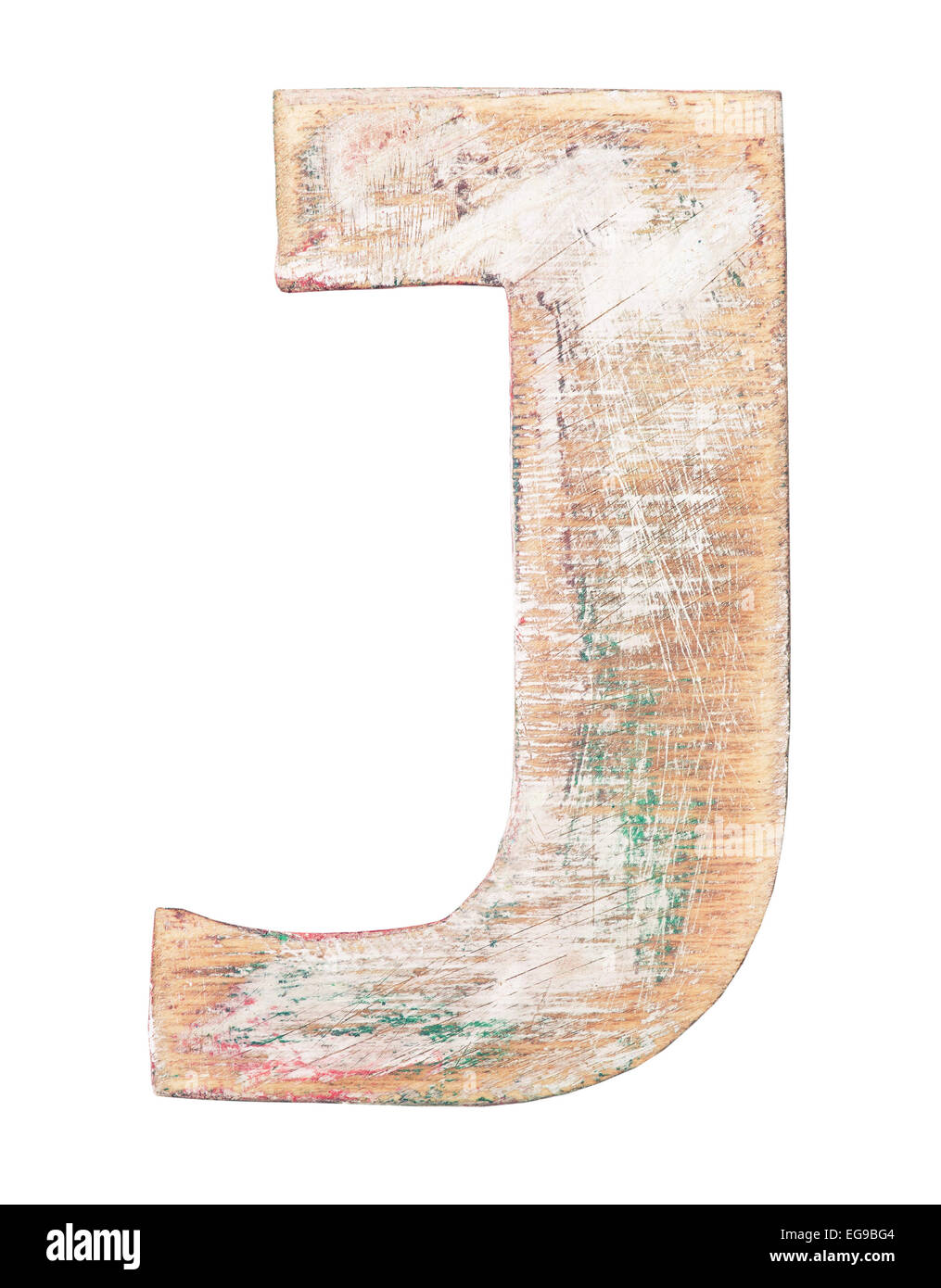 Gemalt auf Holz Alphabet, Buchstaben J Stockfoto