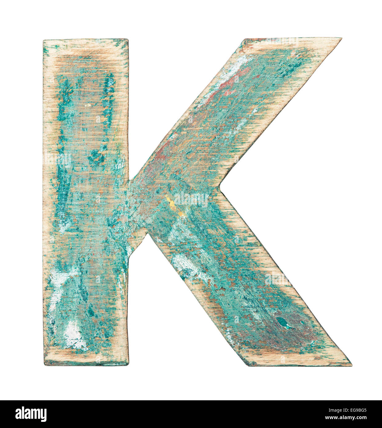 Gemalt auf Holz Alphabet, Buchstabe K Stockfoto