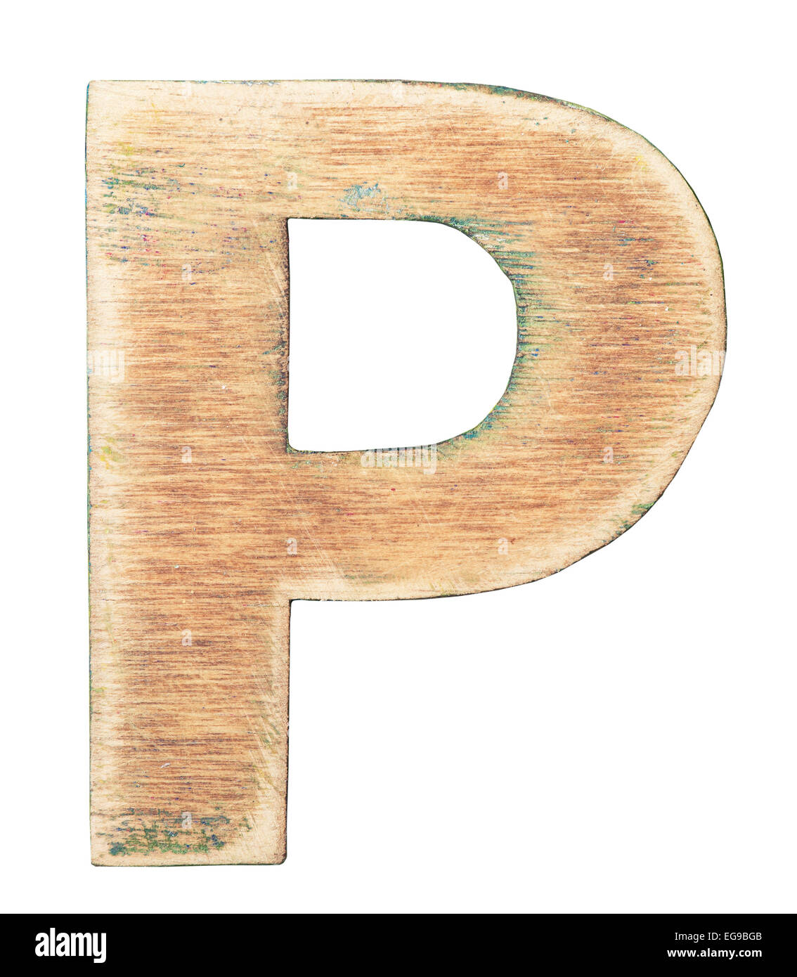 Gemalt auf Holz Alphabet, Buchstaben P Stockfoto