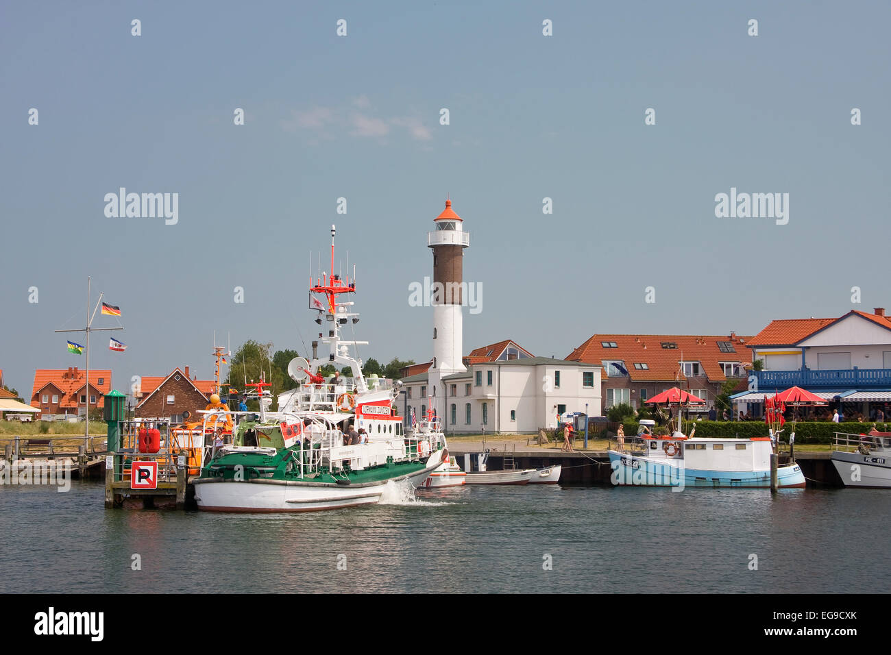 Hafen von Timmendorf, mit Leuchtturm Insel Poel, Mecklenburg-Western Pomerania, Deutschland, Europa Stockfoto
