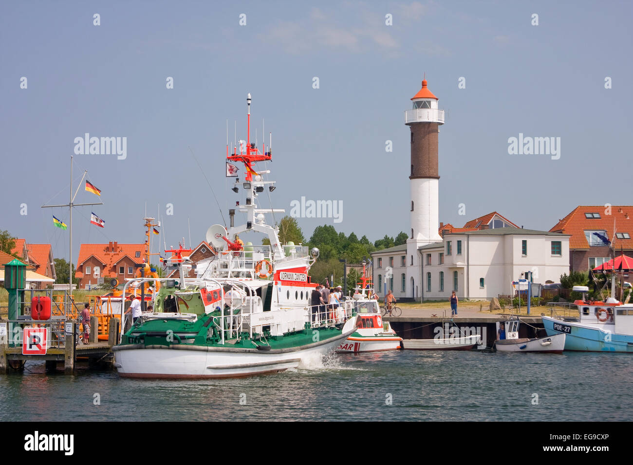 Hafen von Timmendorf, mit Leuchtturm Insel Poel, Mecklenburg-Western Pomerania, Deutschland, Europa Stockfoto