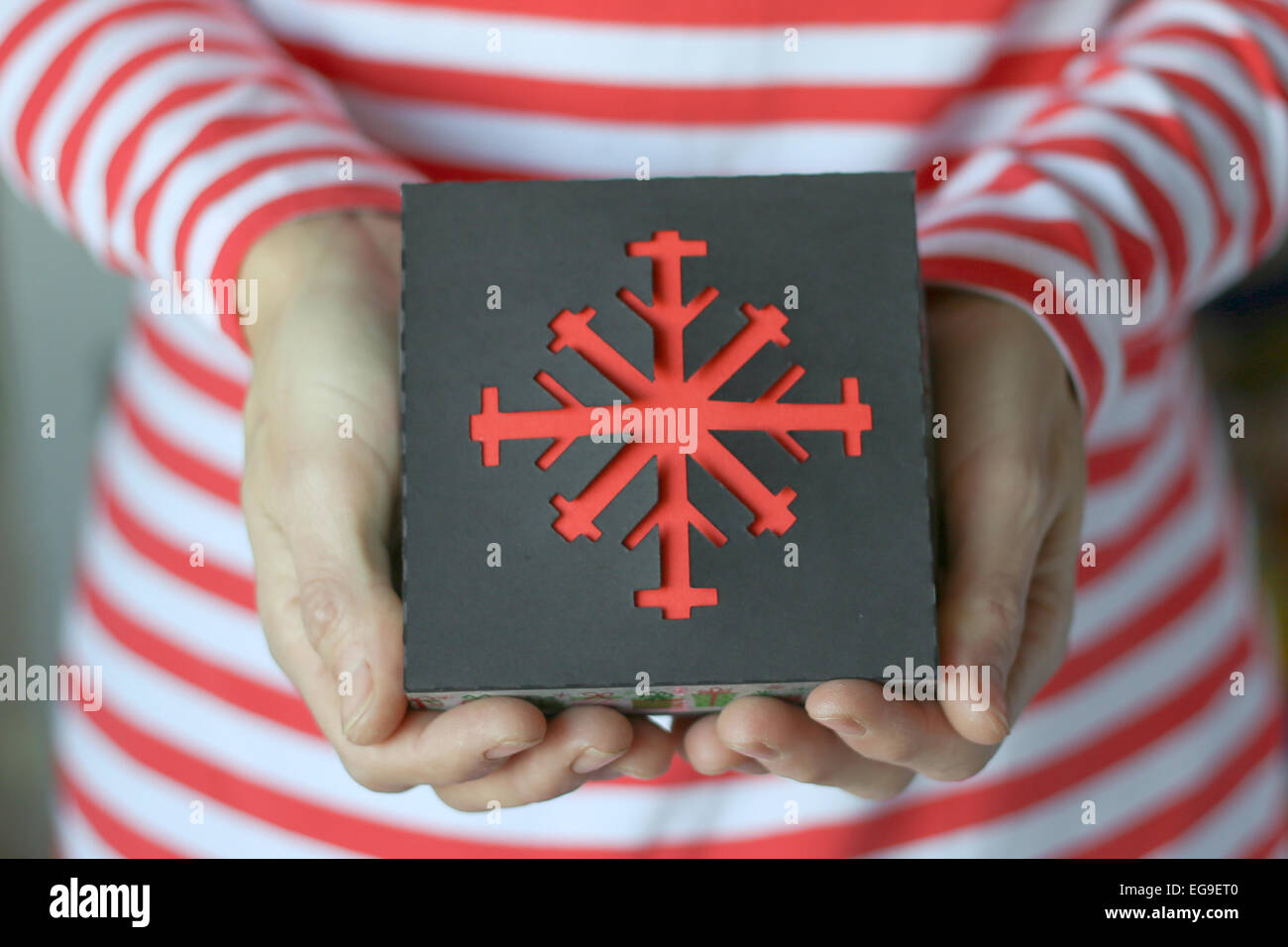 Frau mit Weihnachtsgeschenk Stockfoto