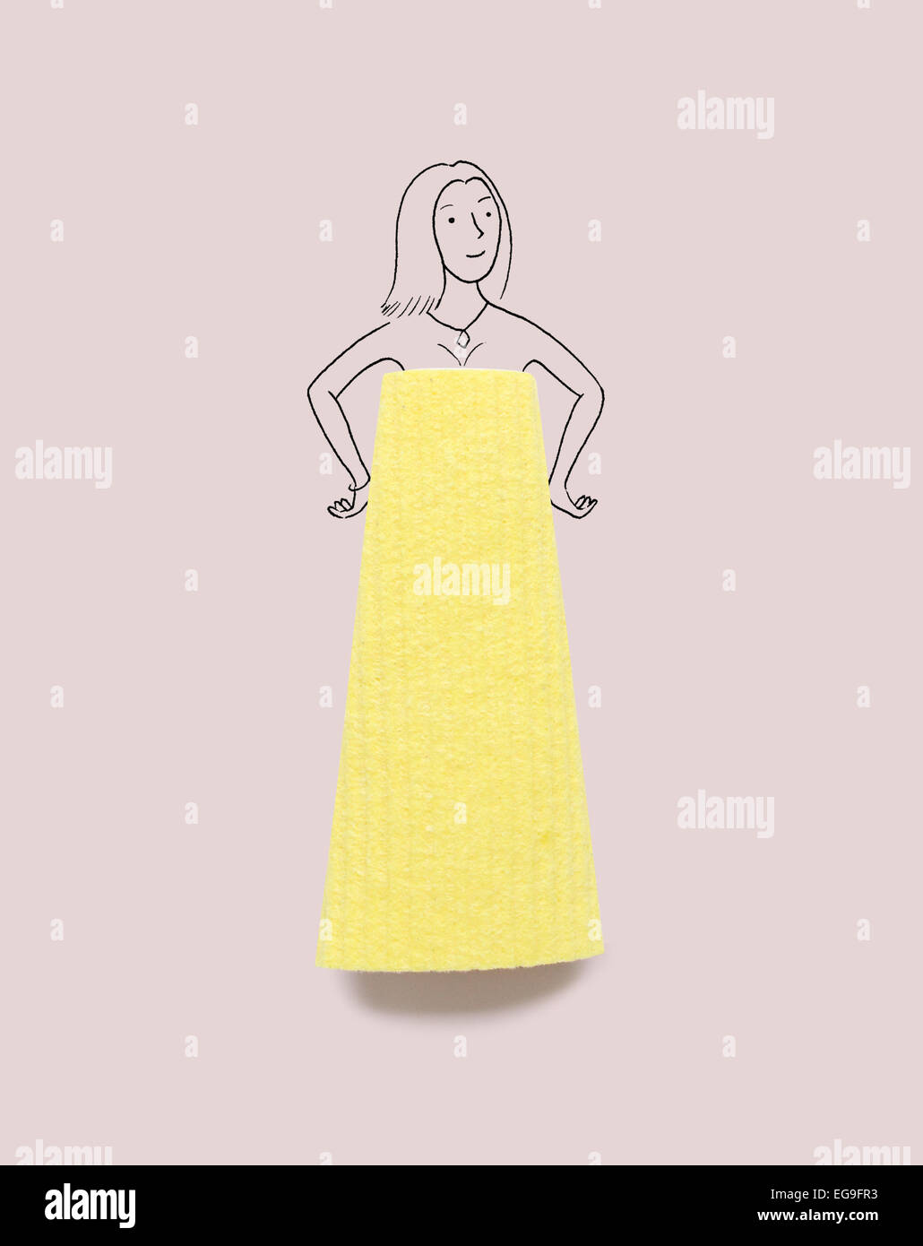 Konzeptionelle Frau tragen trägerlosen Abendkleid Stockfoto