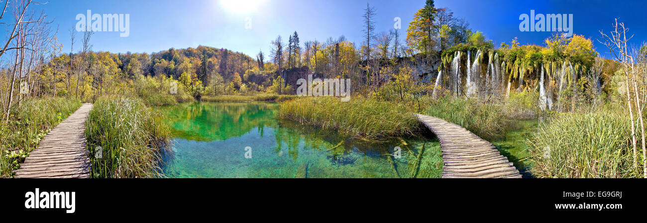 Plitvicer Seen Nationalpark Paradies Natur, Wasserfälle Panoramablick, Lika Region in Kroatien Stockfoto