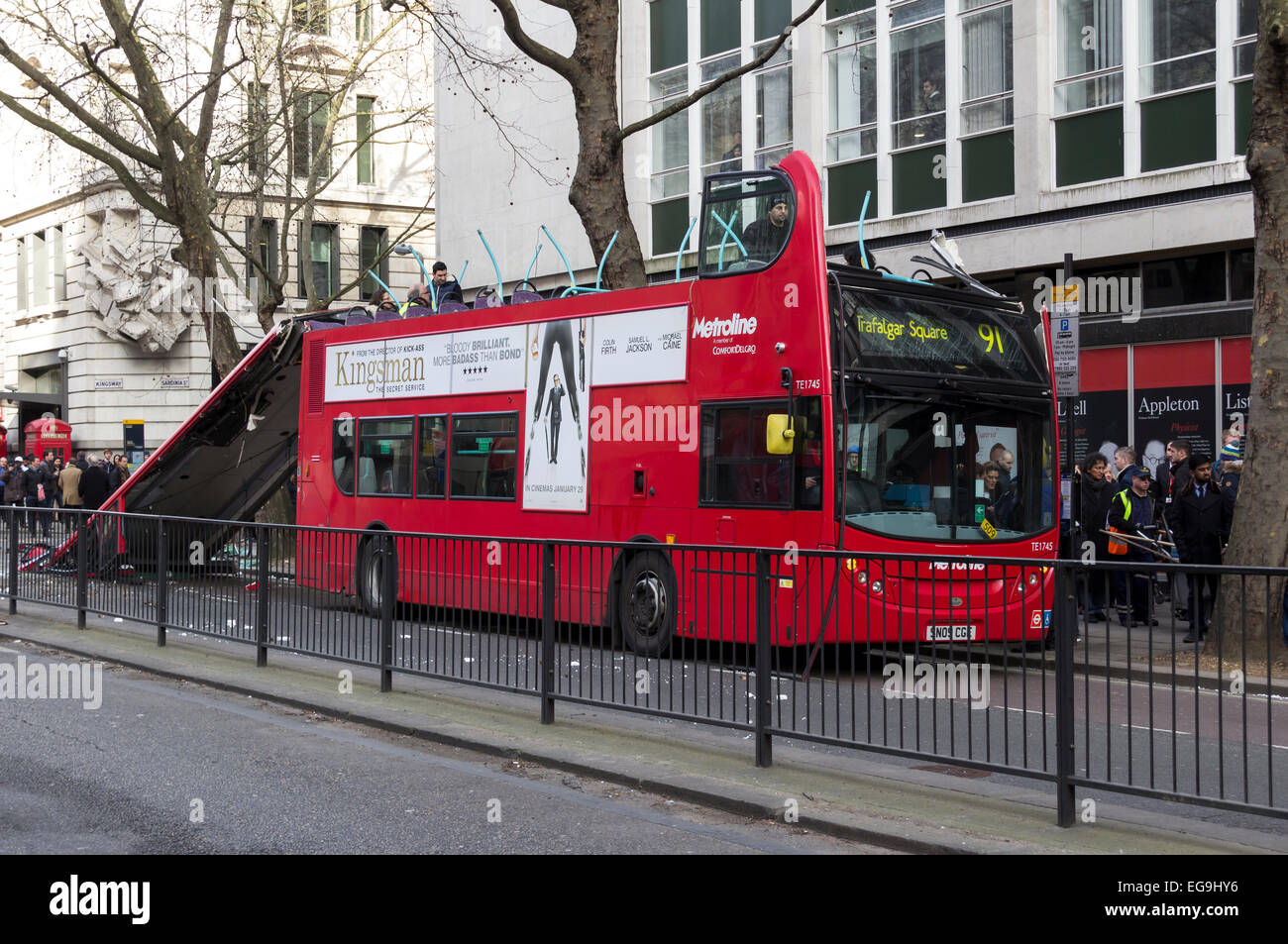 Busunfall in Holborn (London) Stockfoto