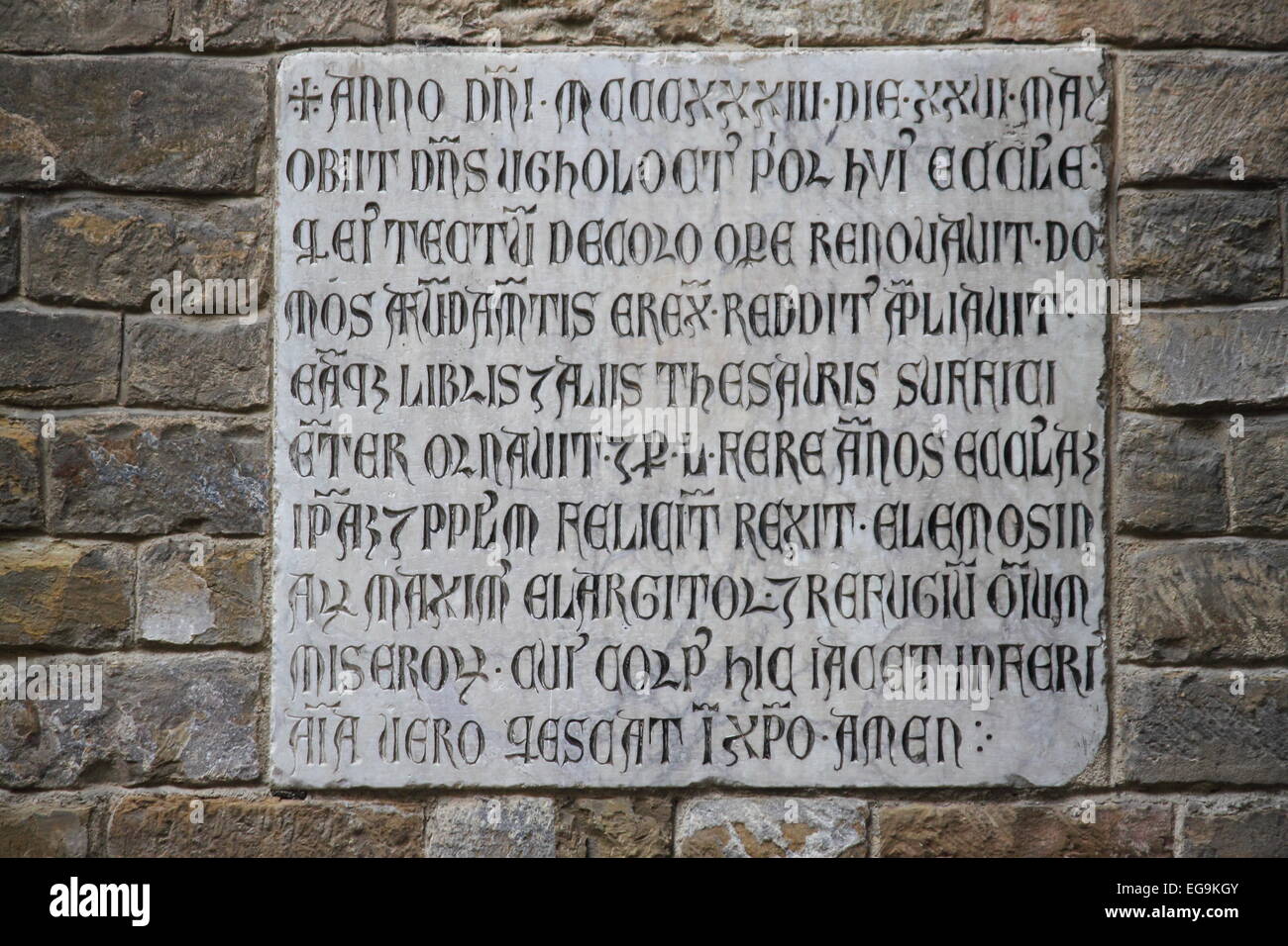 Antike lateinische Inschrift mit einem Gebet in Rom, Italien Stockfoto