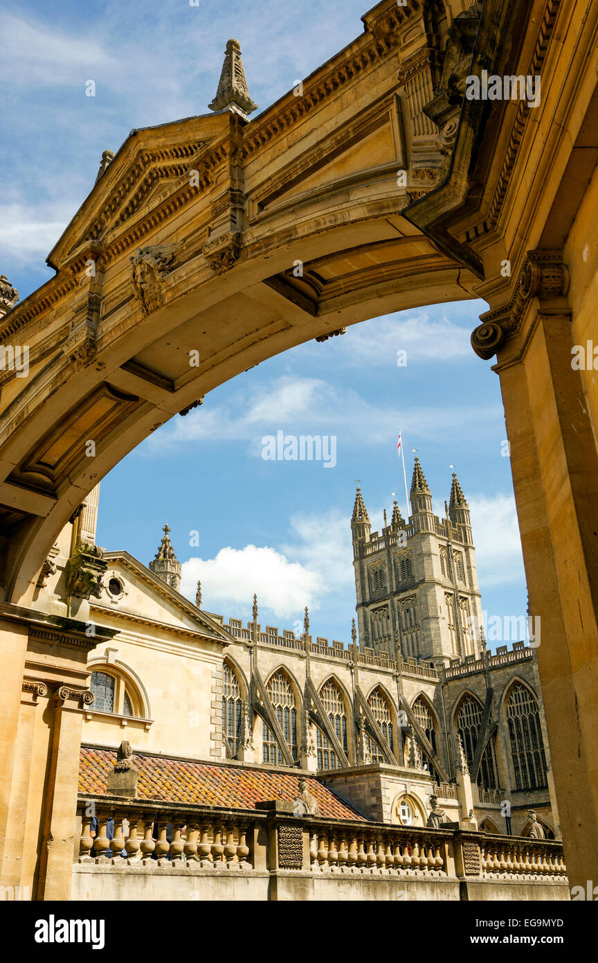 Bath Abbey aus York Street, Bath, Somerset, England. Stockfoto