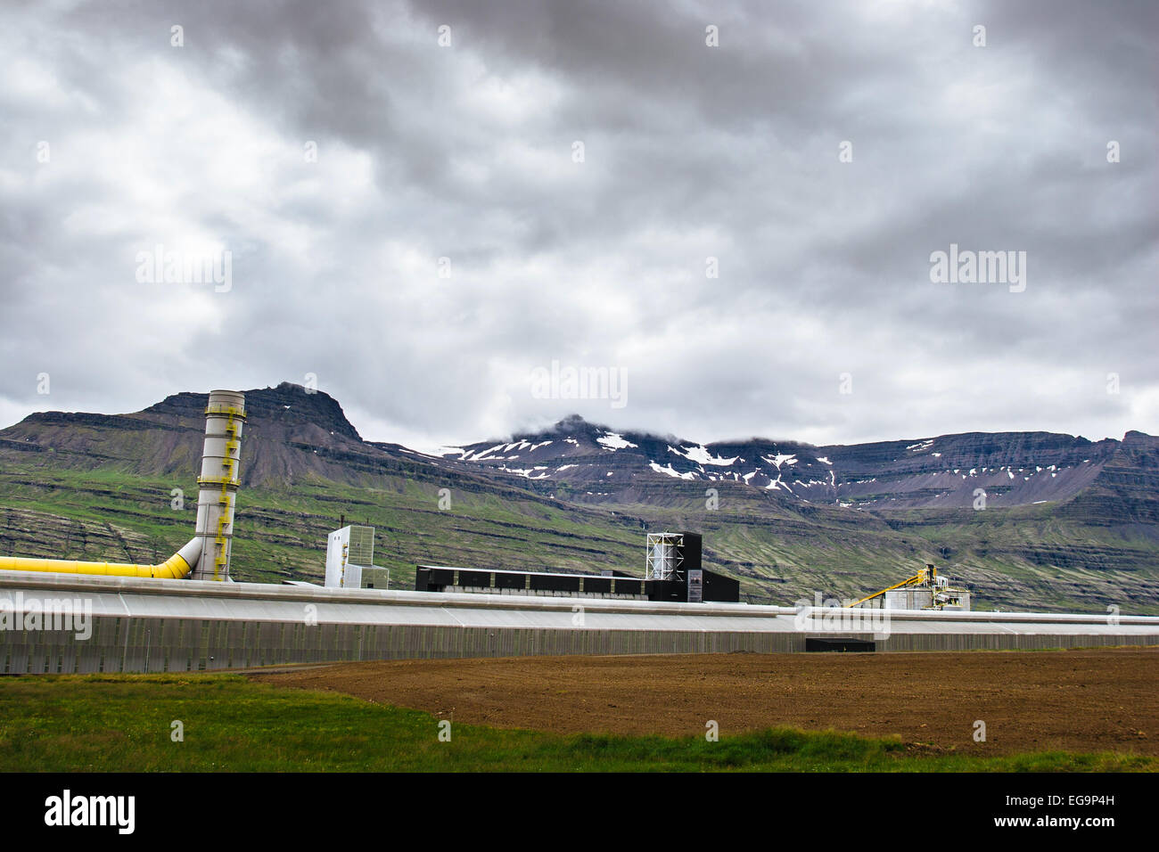 Reydarfjördur Aluminiumhütte, Island Stockfoto