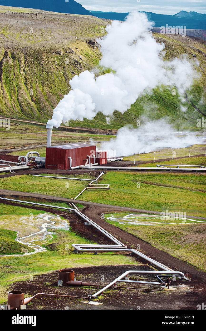 Geothermie-Kraftwerk, Krafla, Myvatn See, Island. Stockfoto