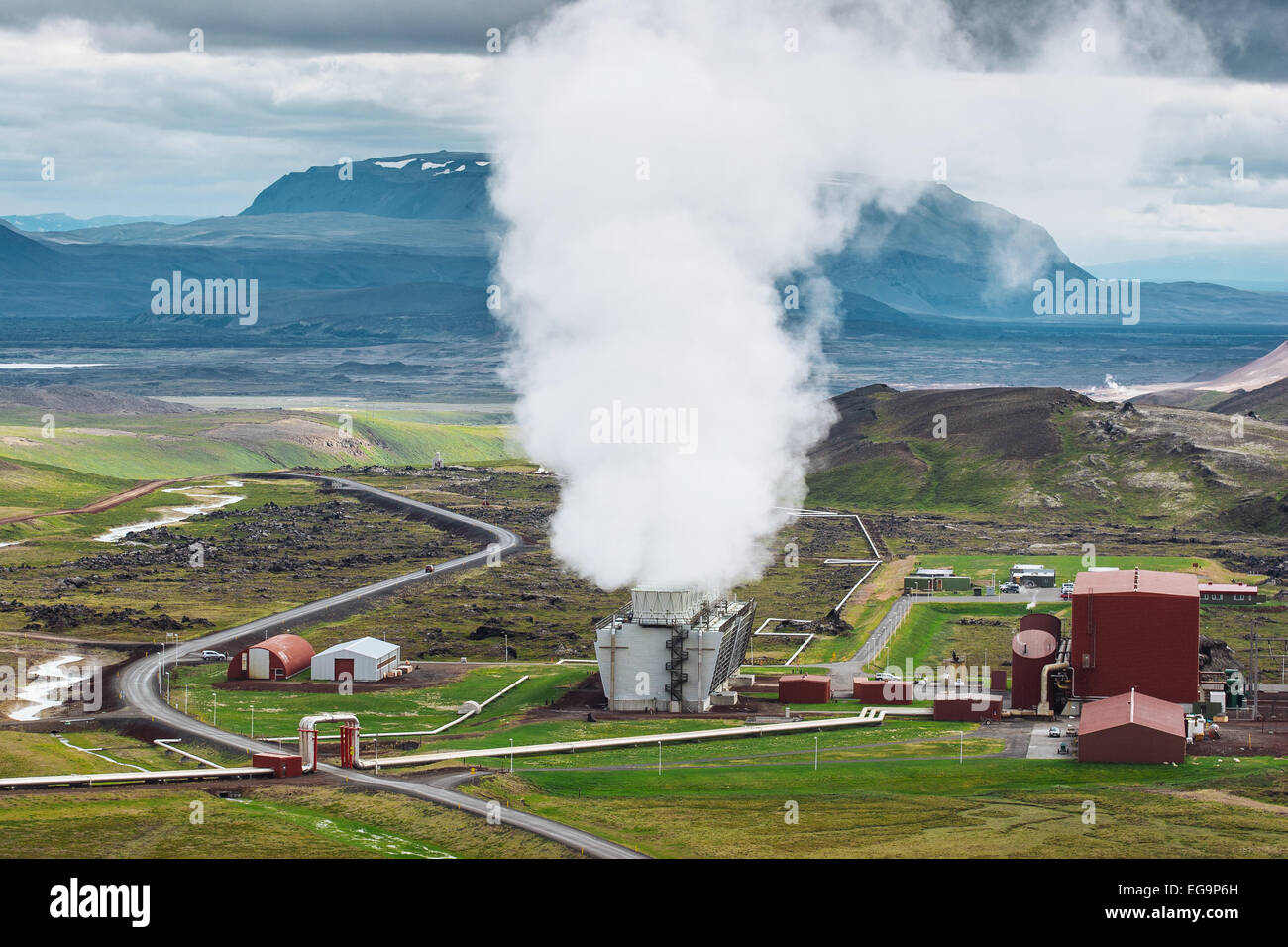 Geothermie-Kraftwerk, Krafla, Myvatn See, Island. Stockfoto