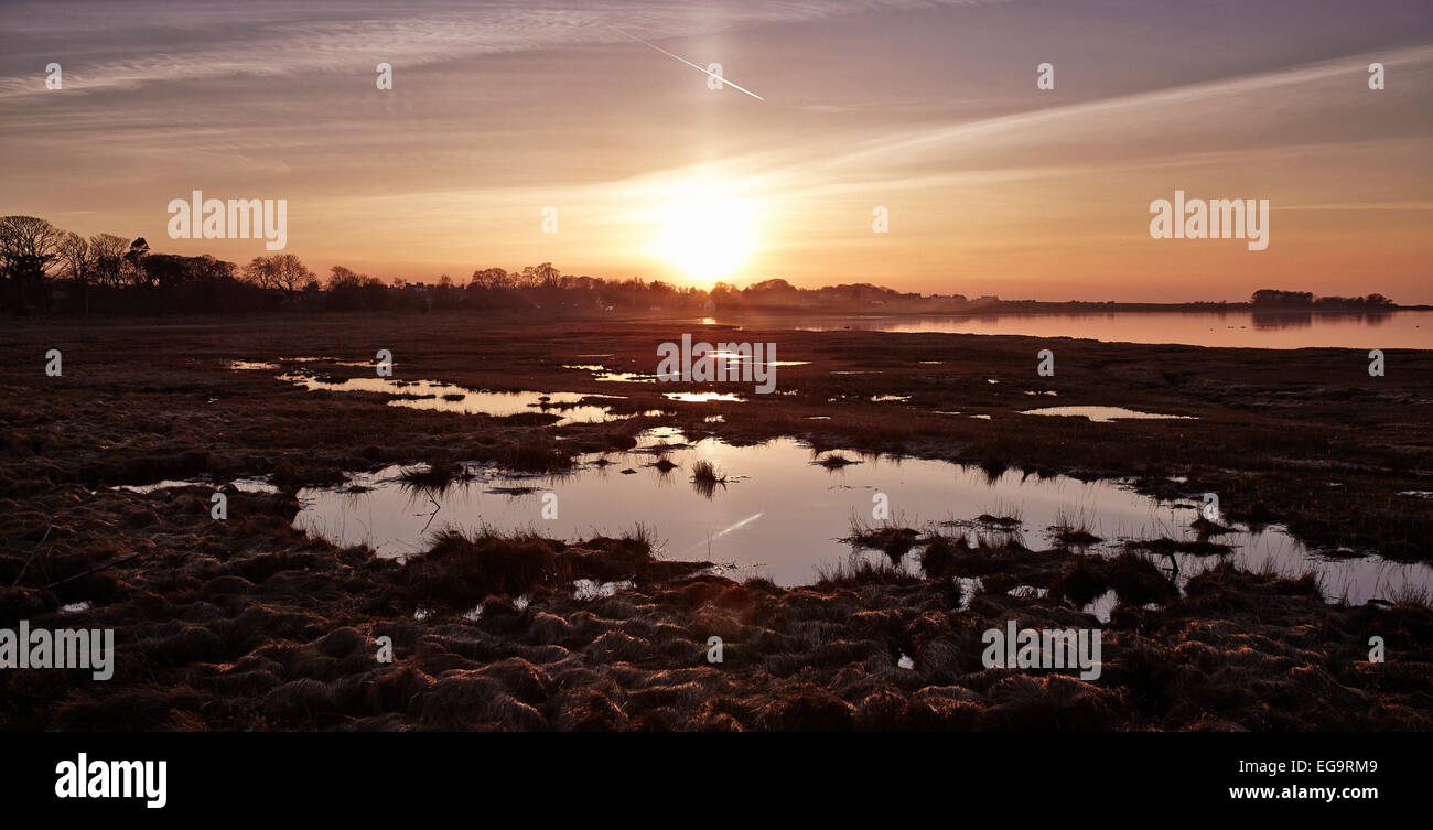 Letzte Einstellung zum Meer im Abendlicht Stockfoto