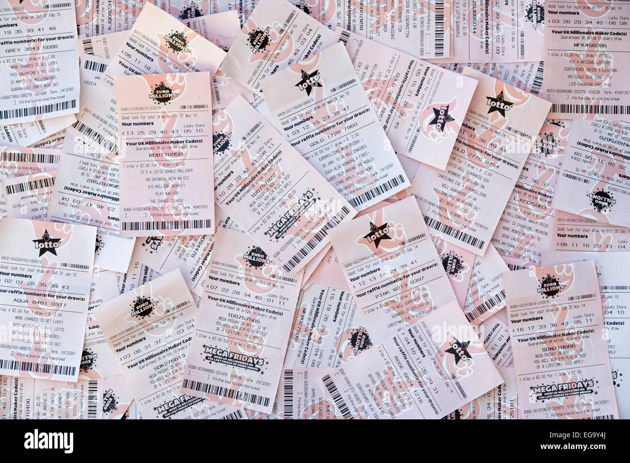 Lotto und EuroMillions Tickets Stockfoto