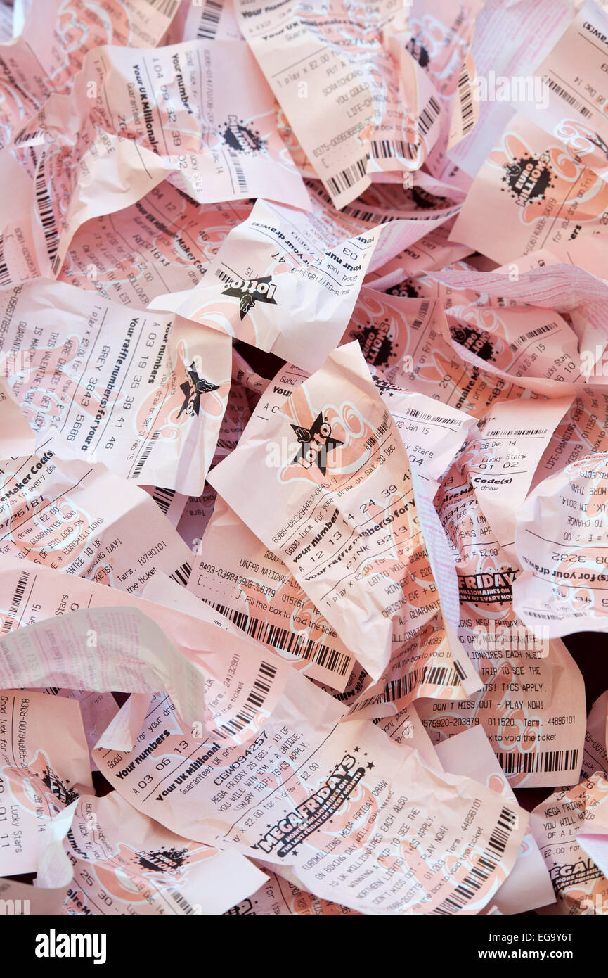 Lotto und EuroMillions Tickets verlieren vermasselt Stockfoto