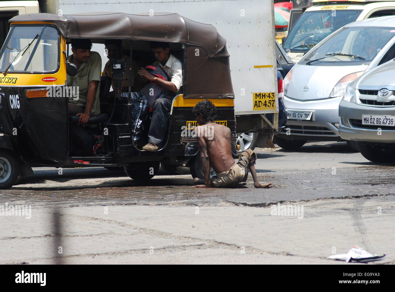 Bettler in Mumbai, Indien Stockfoto