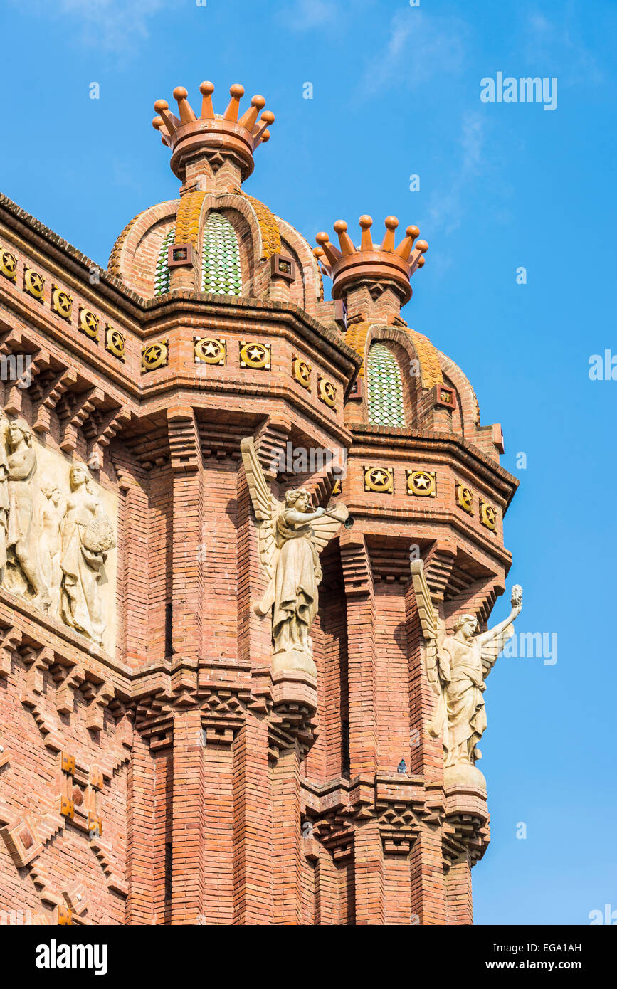 Arc de Triomf wurde als der wichtigste Zugang Tor für die 1888 Barcelona Weltausstellung vom Architekten Josep Vilaseca Casanovas gebaut. Stockfoto