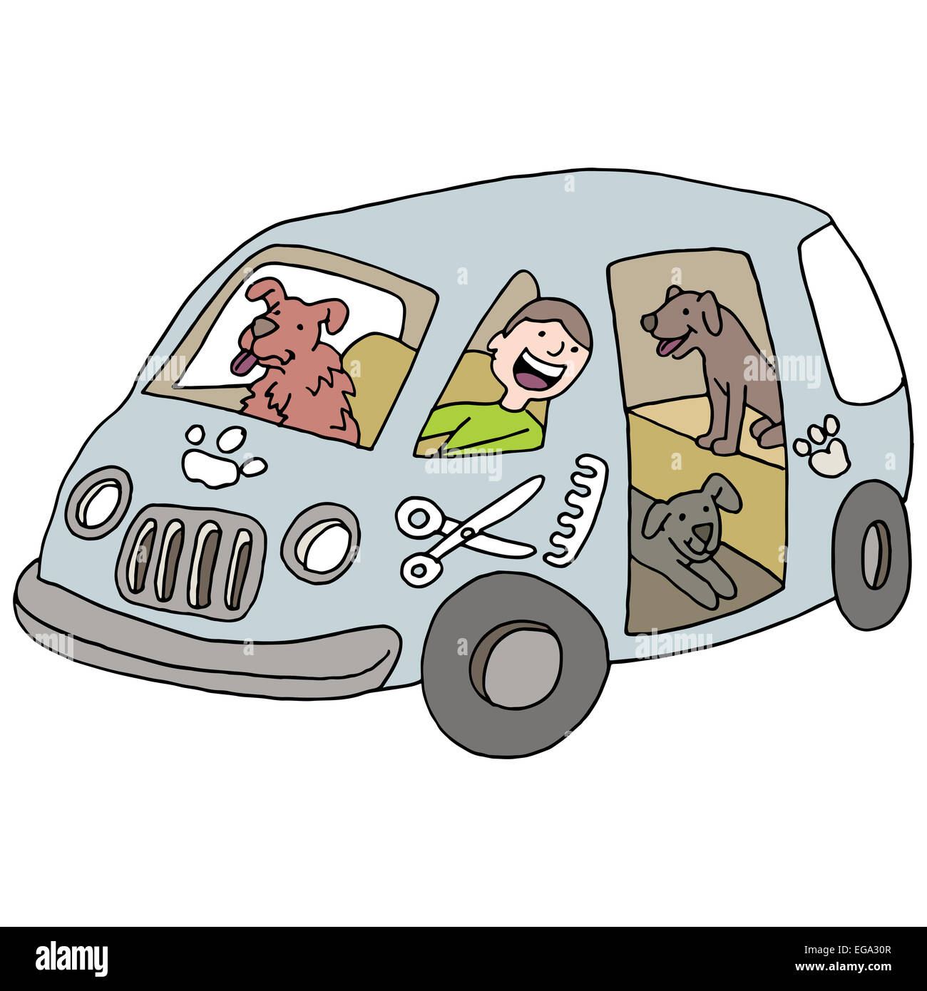 Ein Bild von einem mobilen Hund Pistenfahrzeug. Stockfoto