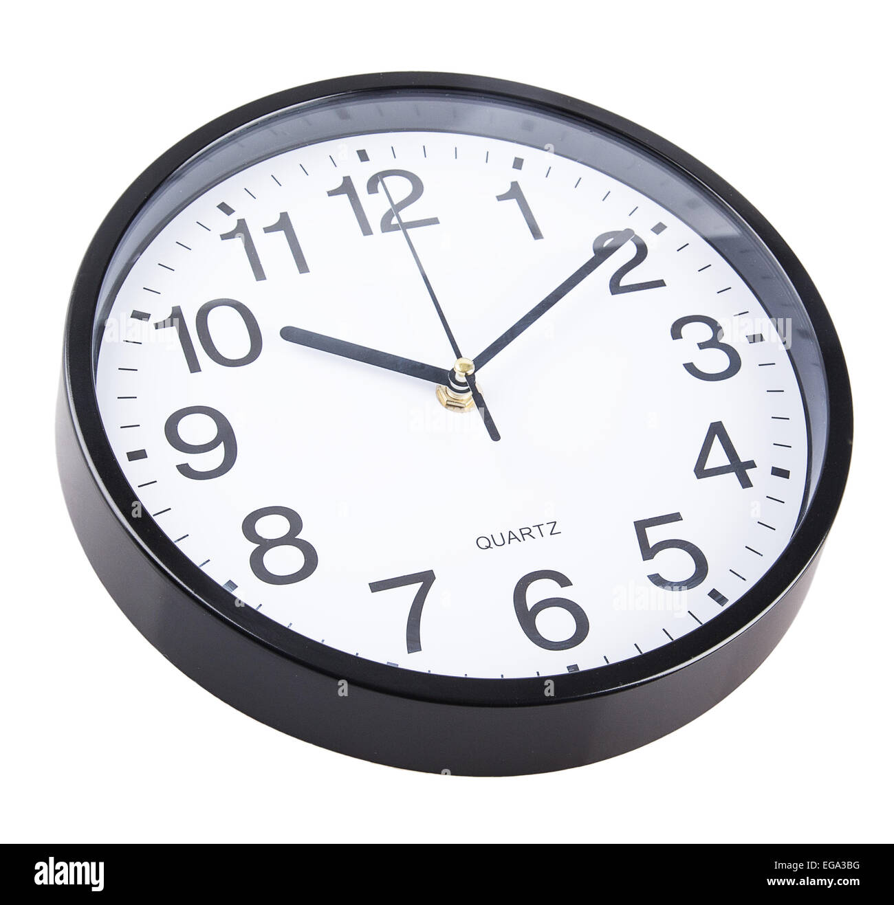 isolierte Zeit weiße Wand Minutenkreis Uhr Stockfoto