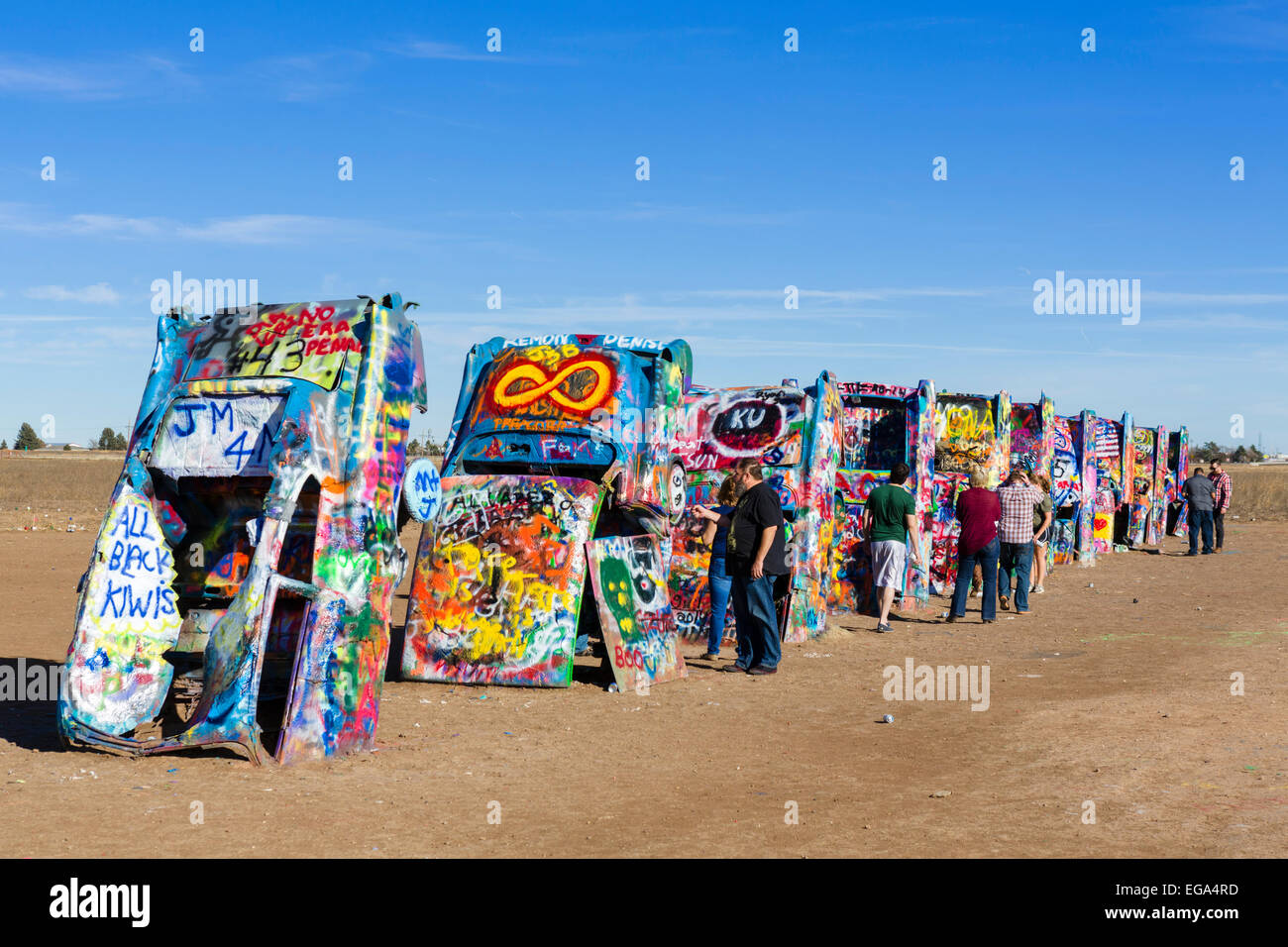 Cadillac Ranch, eine Kunst im öffentlichen Raum-Installation den Toren Amarillo, Texas, USA Stockfoto