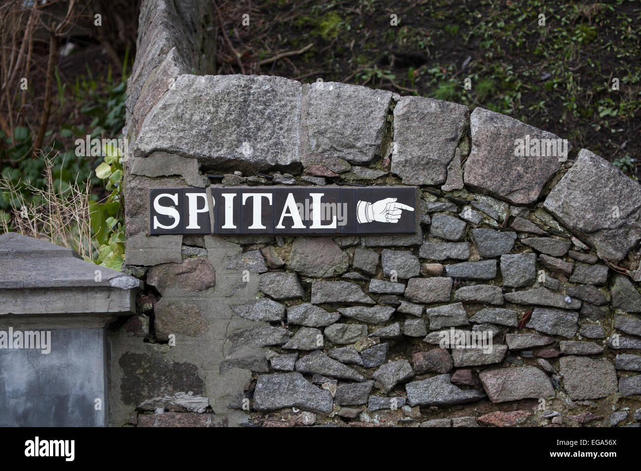 Spital-Straße oder Straßenschild in Old Aberdeen Stockfoto