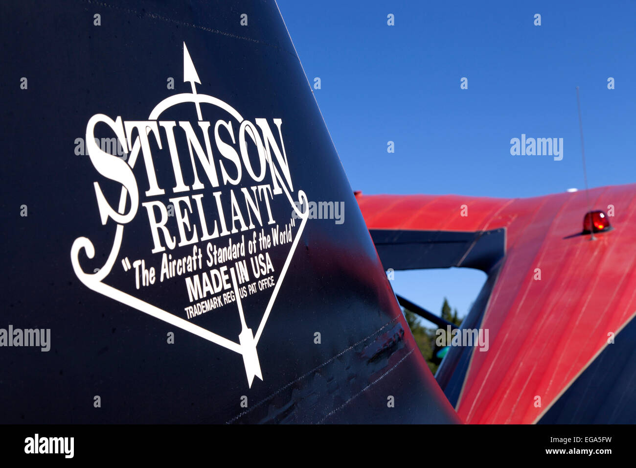 Stinson Reliant Rute und Logo. Stockfoto