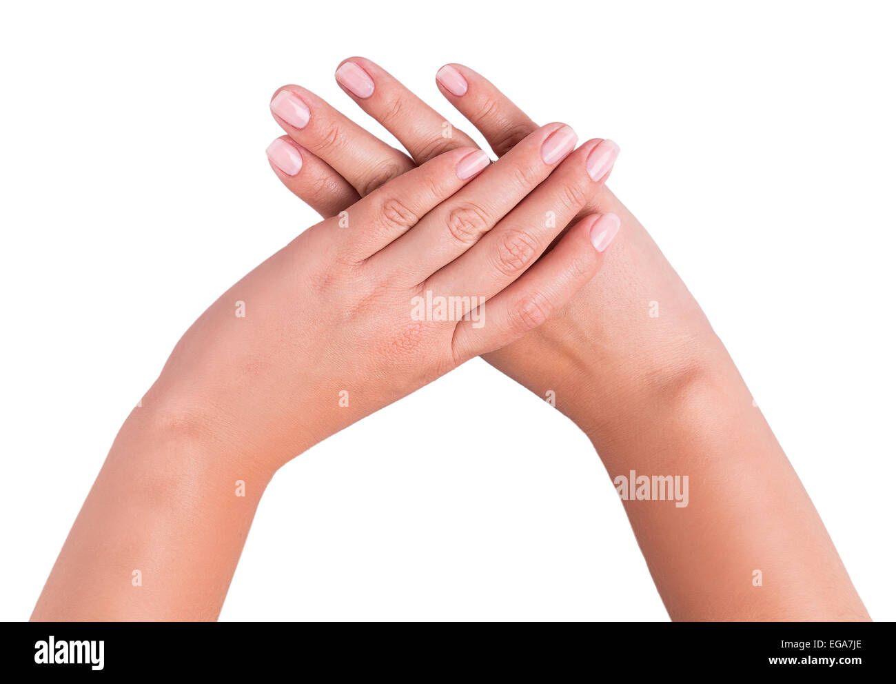 zwei Hand isoliert auf weißem Hintergrund Stockfoto