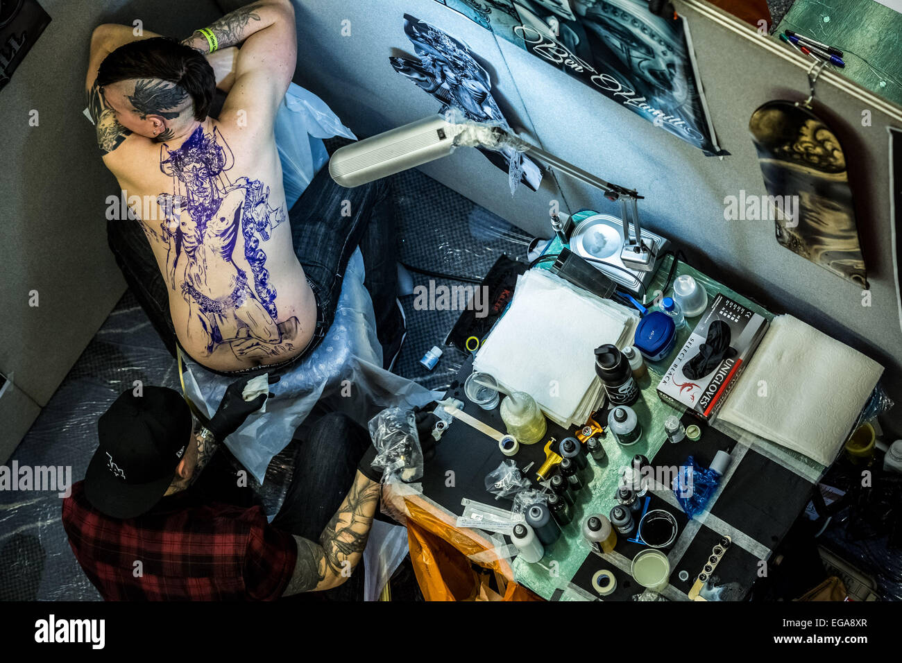 Brighton, UK. 20. Februar 2015. 8. Brighton Tattoo Convention Credit: Guy Corbishley/Alamy Live-Nachrichten Stockfoto