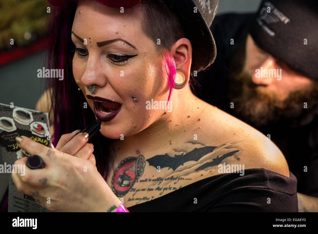 Brighton, UK. 20. Februar 2015. 8. Brighton Tattoo Convention Credit: Guy Corbishley/Alamy Live-Nachrichten Stockfoto