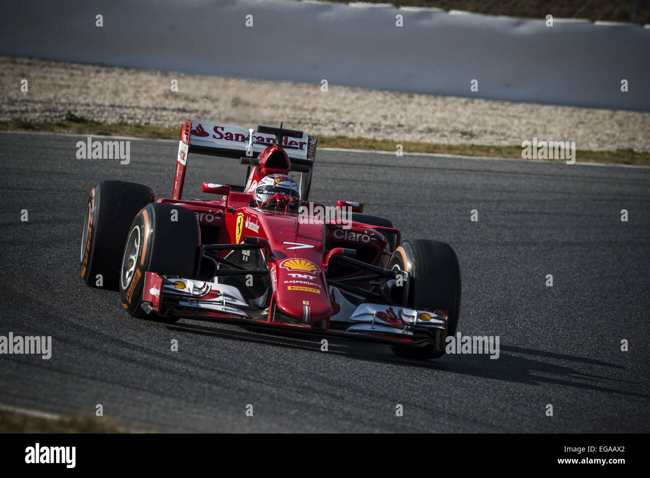 Barcelona, Katalonien, Spanien. 20. Februar 2015. Kimi Räikkönen (FIN) fährt in einem Ferrari tagsüber zwei der Formel1 Vorsaisontests am Circuit de Barcelona - Catalunya Credit: Matthias Oesterle/ZUMA Wire/ZUMAPRESS.com/Alamy Live News Stockfoto