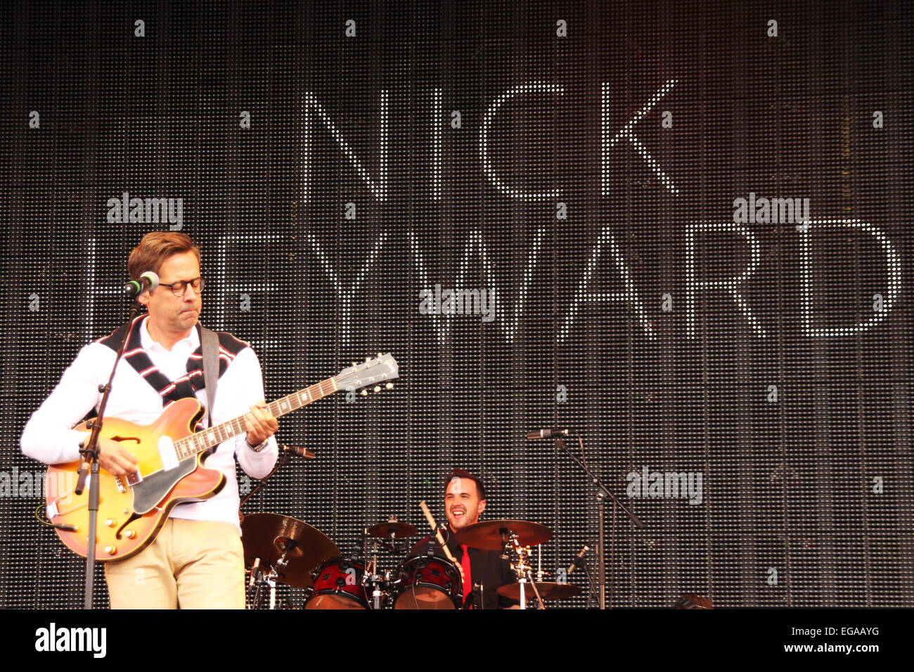 Süden der 80er Jahre Musik-Festival am Tempelinsel Wiesen mit Rücklauf: Nick Heyward wo: Henley On Thames, Großbritannien wenn: 16. August 2014 Stockfoto