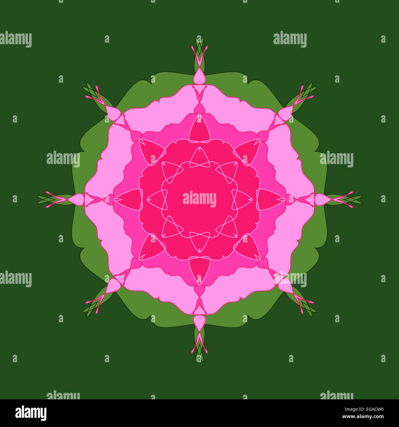 Rosa Grün künstlerische Mandala design Stockfoto