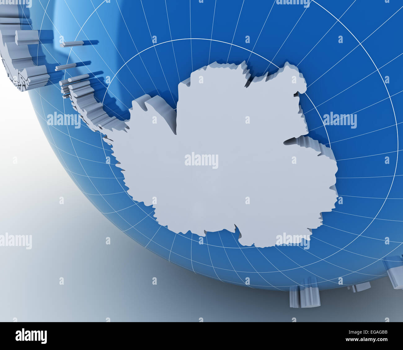 Globus mit Antarktis, 3d render Stockfoto