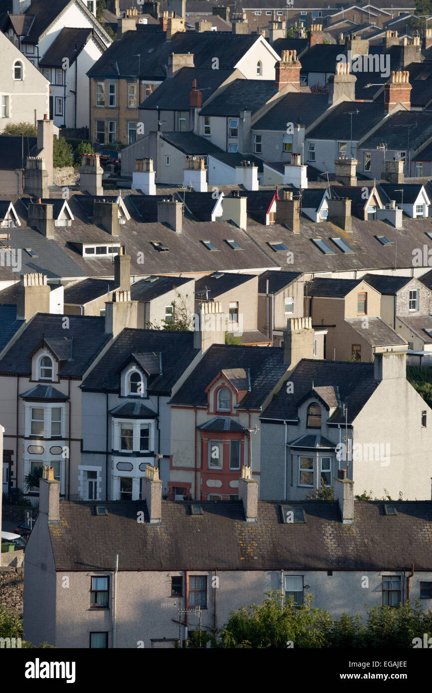 Reihen von Terrasse beherbergt, Caernarfon, Gwynedd, Wales, Vereinigtes Königreich, Europa Stockfoto