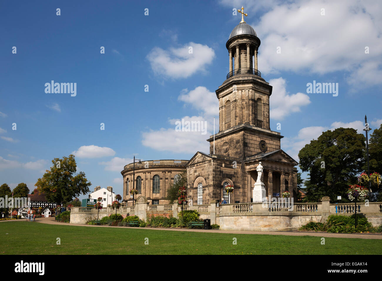 Kirche St. Chad vom Quarry Park, Shrewsbury, Shropshire, England, Vereinigtes Königreich, Europa Stockfoto