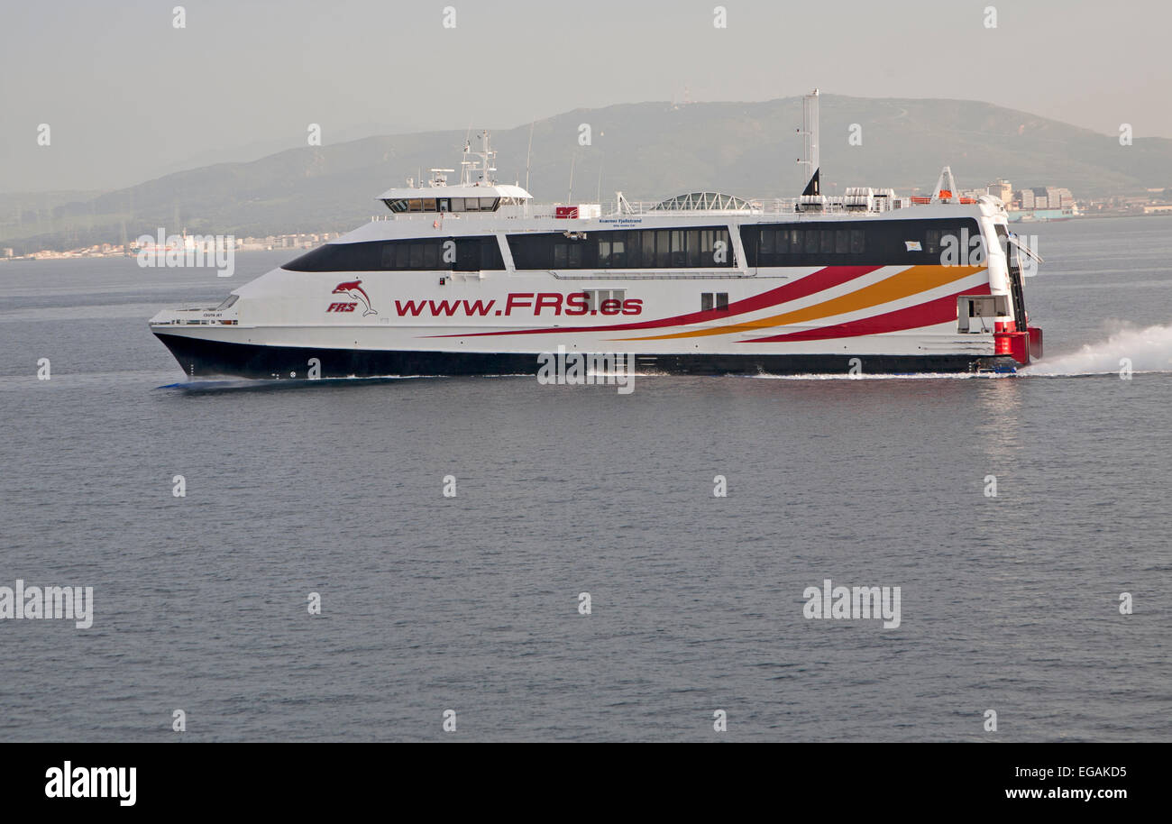 FRS schnelle Fähre nahenden Hafen von Algeciras, Spanien Stockfoto