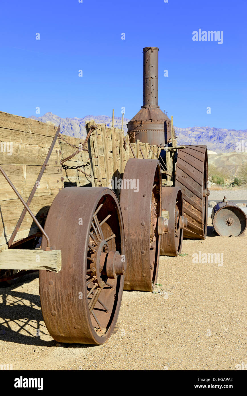 Vintage Dampfmaschine Zug und Räder closeup Stockfoto