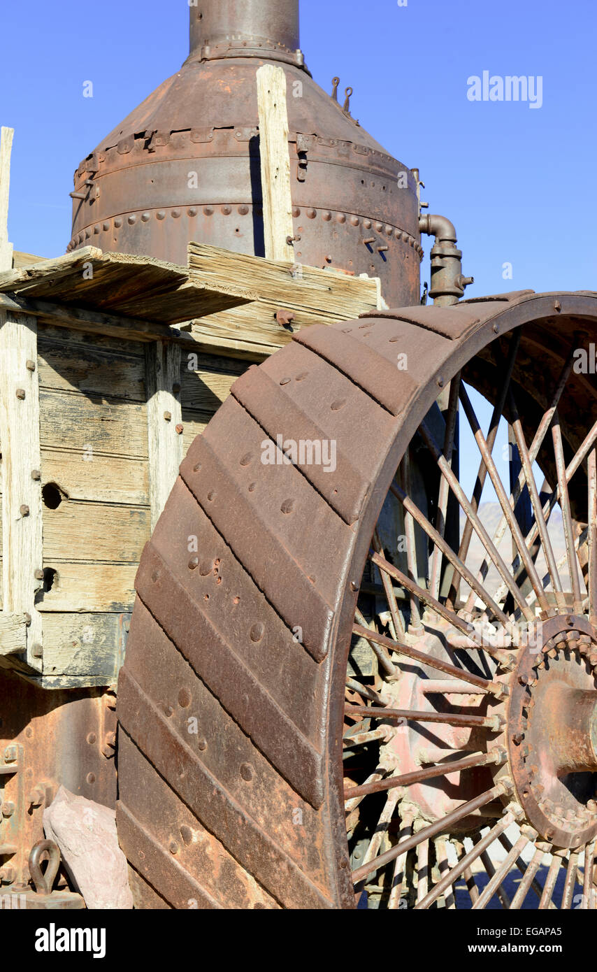 Vintage Dampfmaschine Zug und Räder closeup Stockfoto