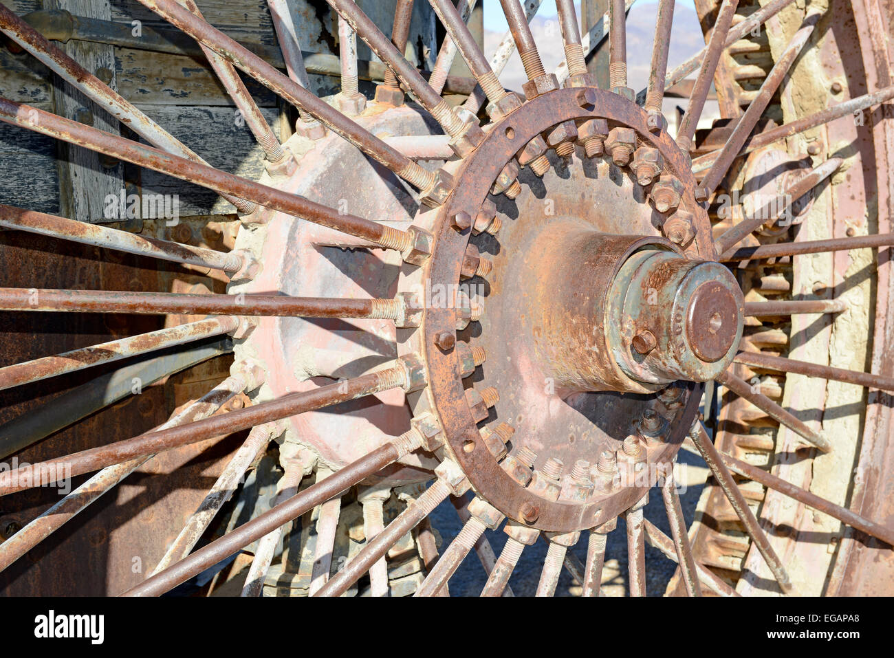 Vintage Dampfmaschine Zug und Räder closeup Stockfoto
