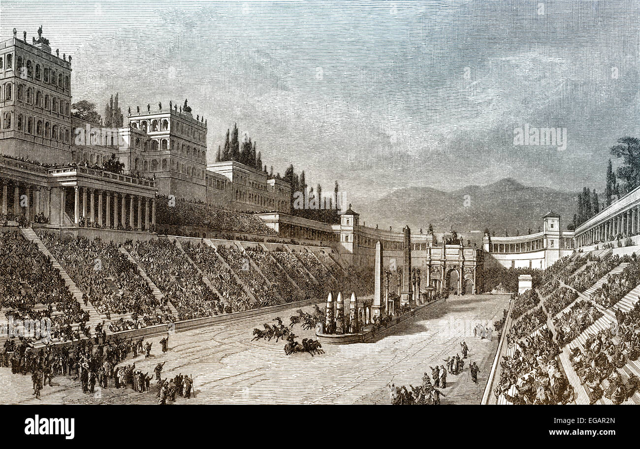 Wiederaufbau, der Circus Maximus in Rom, Rekonstruktion, Der Circus Maximus Im Antiken Rom Stockfoto