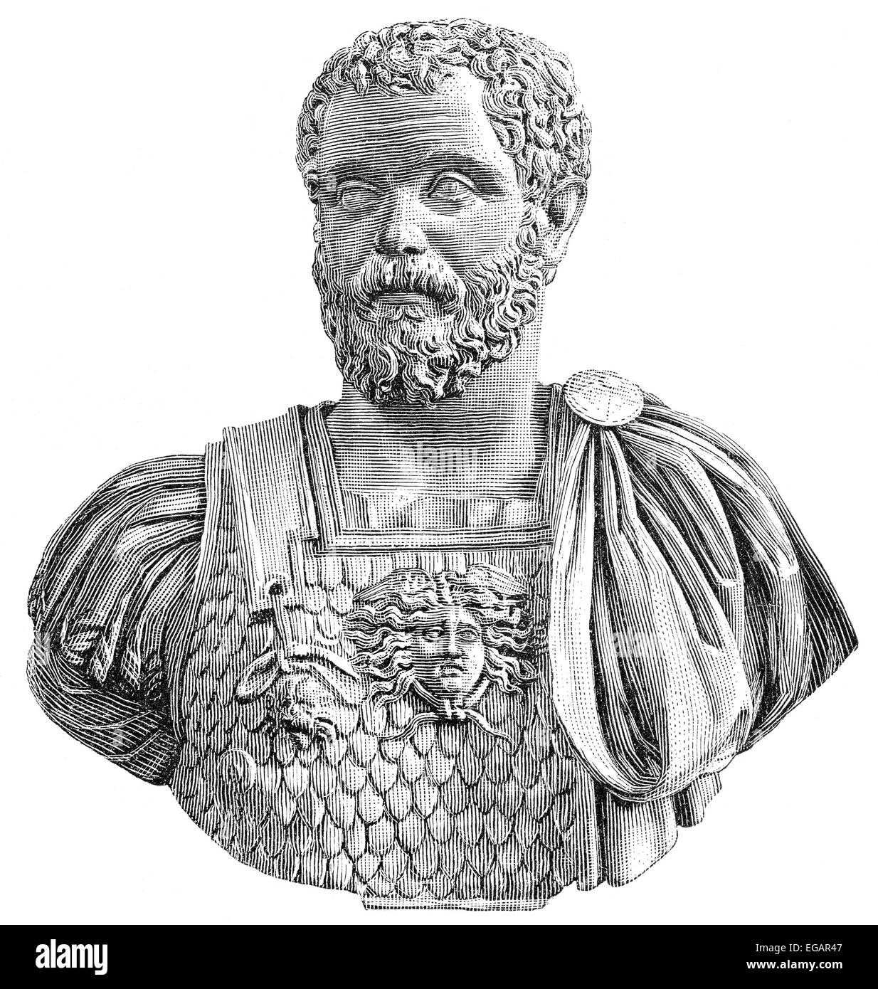 Septimius Severus oder Lucius Septimius Severus Augustus, 145-211, römischer Kaiser von 193 bis 211 Stockfoto