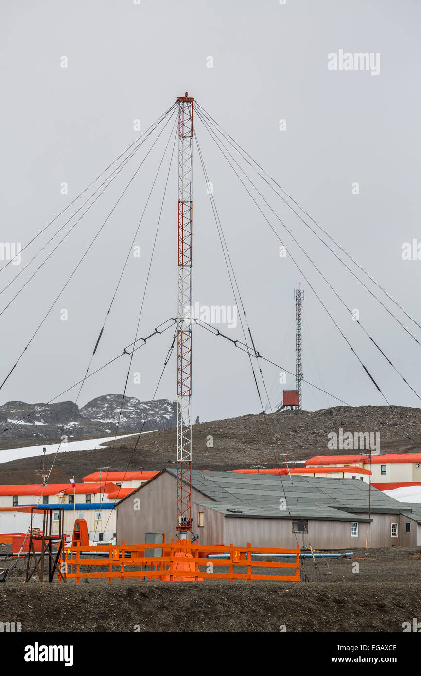 Bellingshausen-Station, Hafen von Collins, King George Island, Süd-Shetland-Inseln, Antarktis Stockfoto