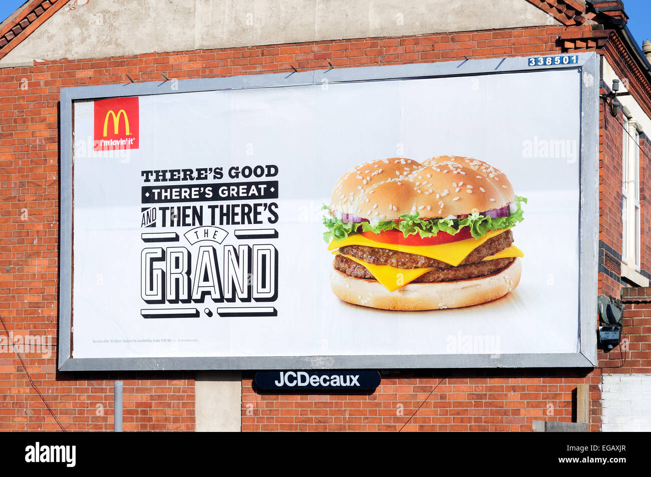 Plakat-Werbung Macdonald Grand Burger. Stockfoto