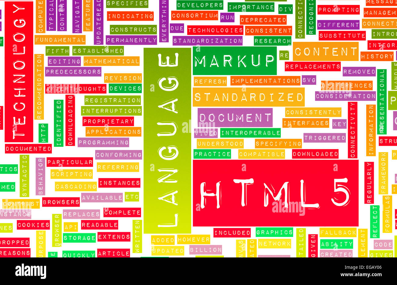 HTML 5 Webentwicklungssprache als Konzept Stockfoto