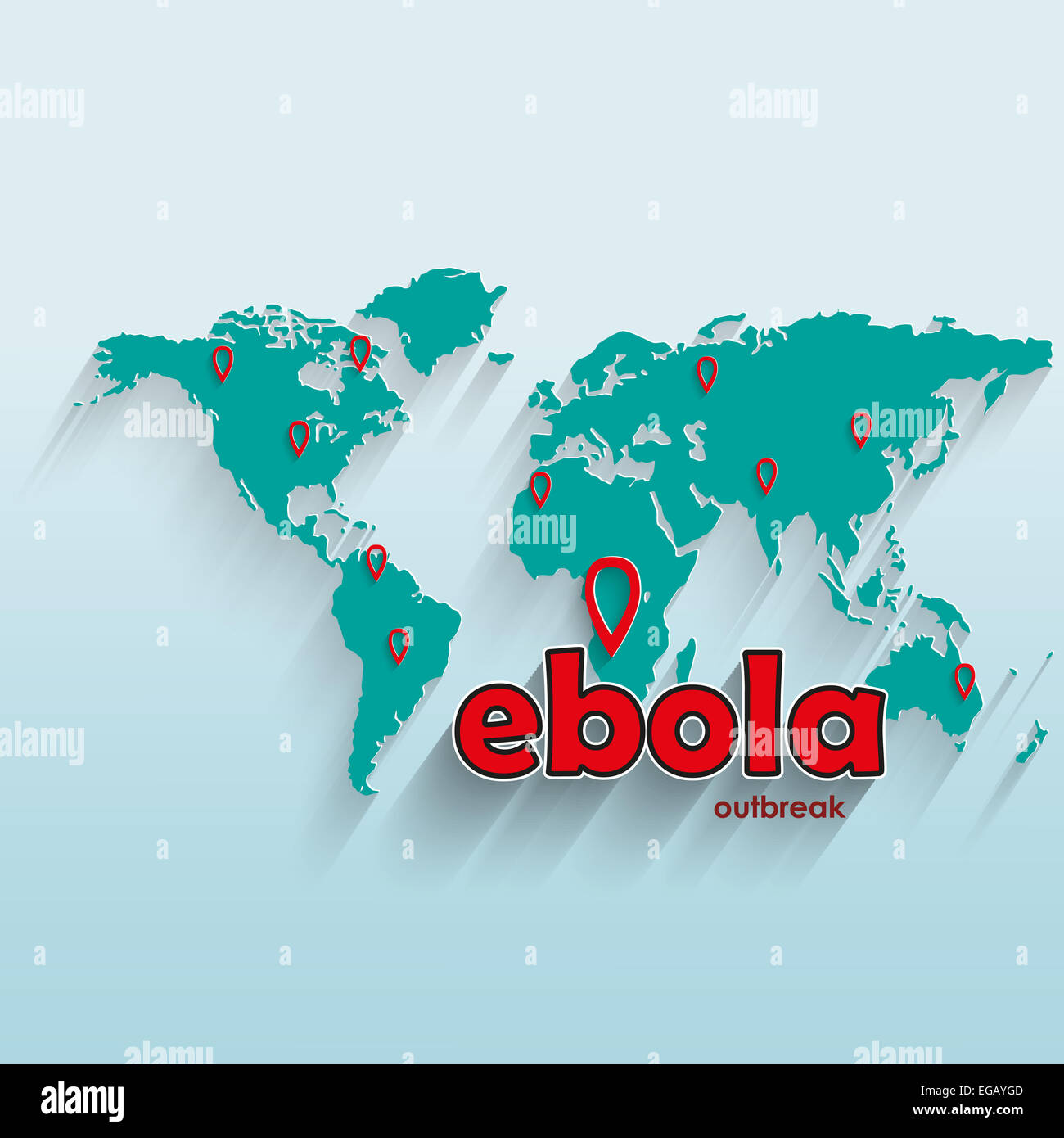 Ebola-Virus. Karte der Welt Stockfoto
