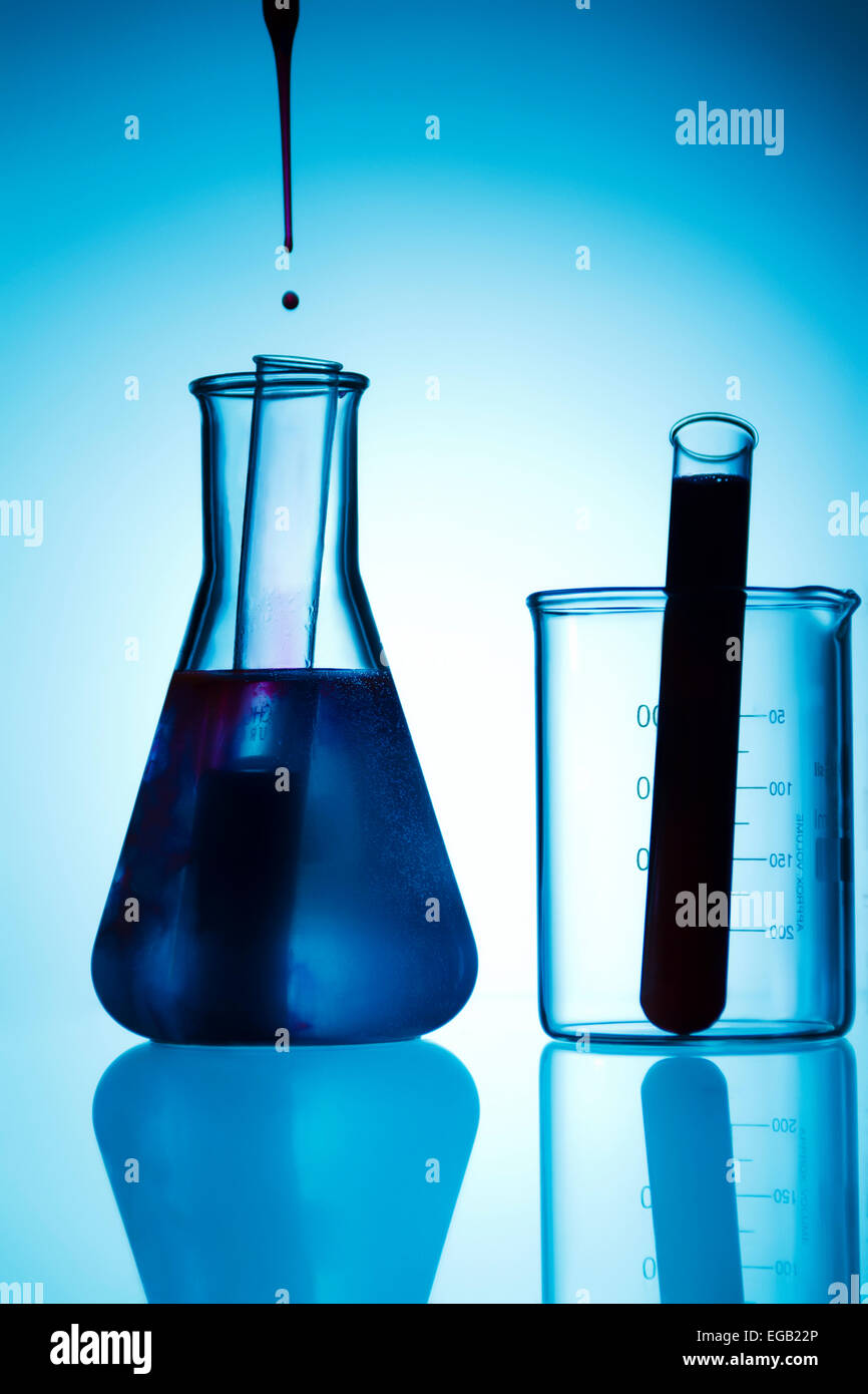 Forschung-Laborglas und Reagenzglas niemand Stockfoto