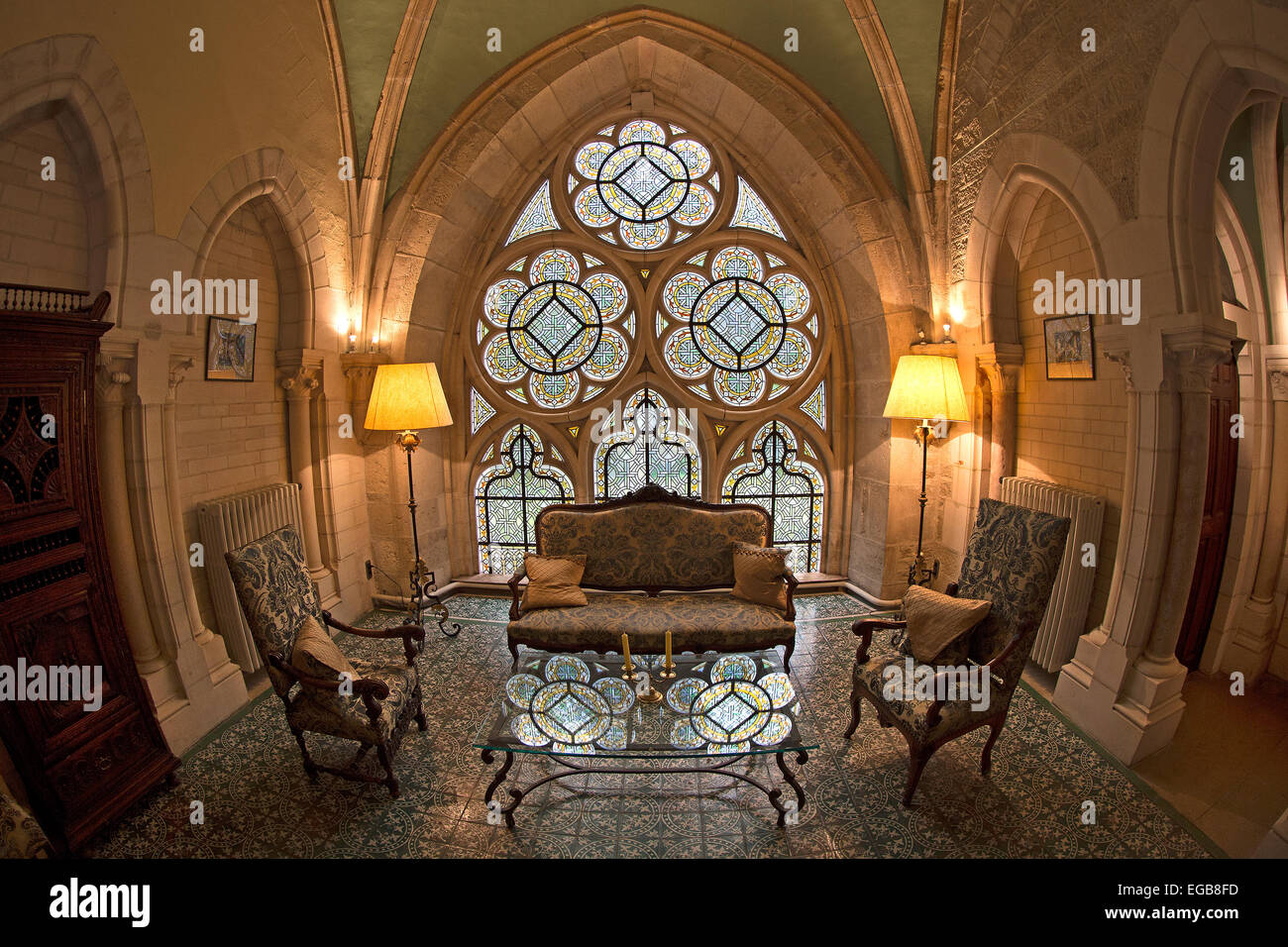 Französische Abtei Interieur Stockfoto