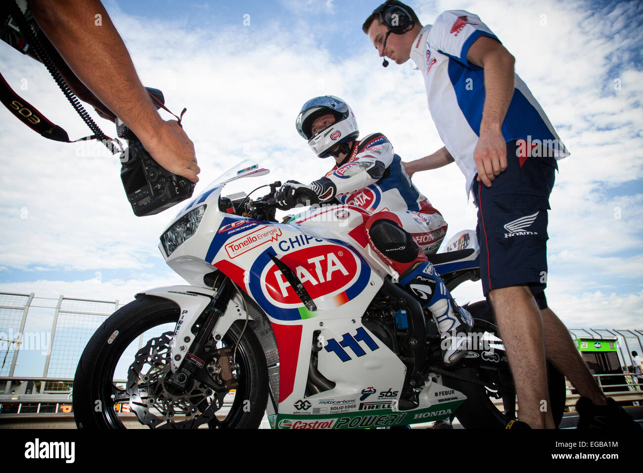 Phillip Island Grand Prix Circuit, Australien. 22. Februar 2015. Wärmen Sie sich. Kyle Smith, Pata Honda World Supersport-Team. Bildnachweis: Russell Hunter/Alamy Live-Nachrichten Stockfoto