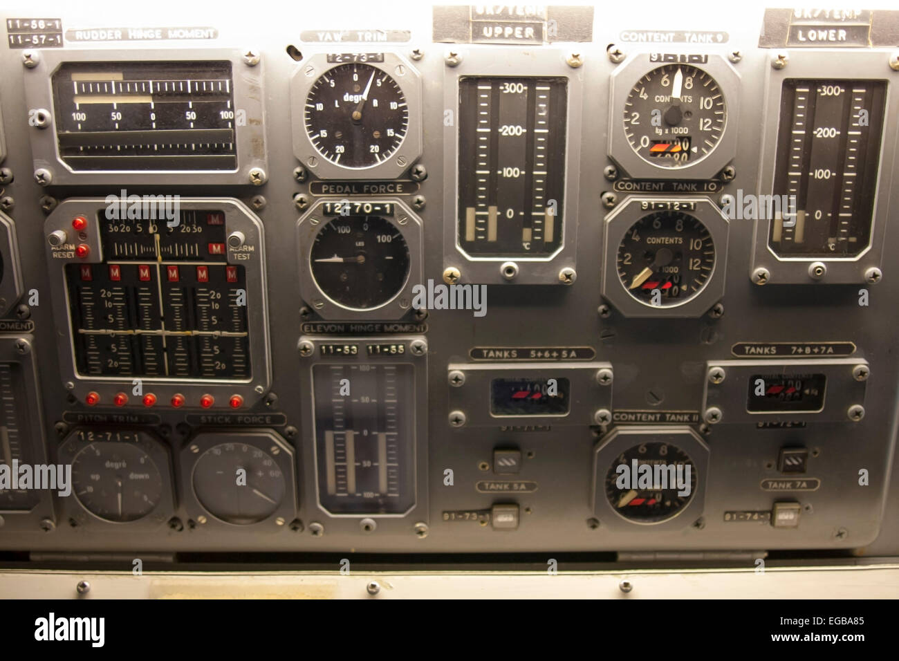 Concorde-Innenraum Armaturenbrett im Duxford Stockfoto